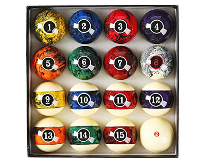 JAPER BEES Billiard Ball/Pool Ball Set Complete 16balls 2-1/4" Regulation Size&Weight Resin Ball - style: MARBLE DARK