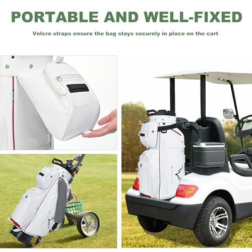 uniHimal T-Lock Golf Cart Bag with Quiet 14-Way Full-Length Divider Top | Golf Bag for Men with Magnetic Pocket, Cooler Pocket, Handle and Rain Cover - color: Pearl White