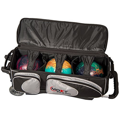 Moxy Deluxe Triple Roller Bowling Bag - Silver/Black