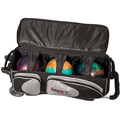 Moxy Deluxe Triple Roller Bowling Bag - Silver/Black