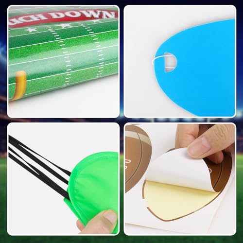 Hooqict Pin The Football on The Goalpost Football Party Games for Kids Game Day Boys Sports Theme Birthday Party Decorations, Large Poster with 36 Rugby Stickers - style: Football
