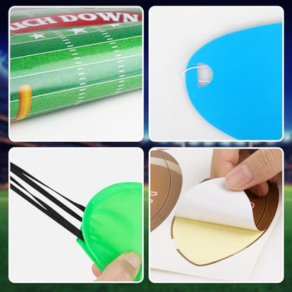 Hooqict Pin The Football on The Goalpost Football Party Games for Kids Game Day Boys Sports Theme Birthday Party Decorations, Large Poster with 36 Rugby Stickers - style: Football