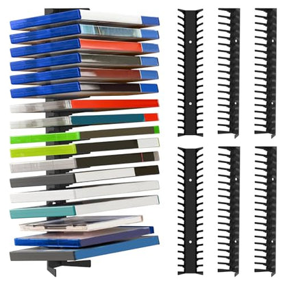 6 Pack Video Game Storage Wall Mount Game Case Holder, Heavy Duty Metal Wall-Mounted Media Storage Shelves for PS, Xbox, DVD, Switch Game Organizer, Holds up to 108 Disc Boxes