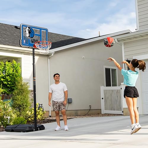Lifetime NBA Dallas Mavericks Portable Basketball Hoop, Adjustable Height 7.5-10 Ft, 44 Inch Shatterproof Fusion Backboard, Base with Wheels - color: Dallas Mavericks