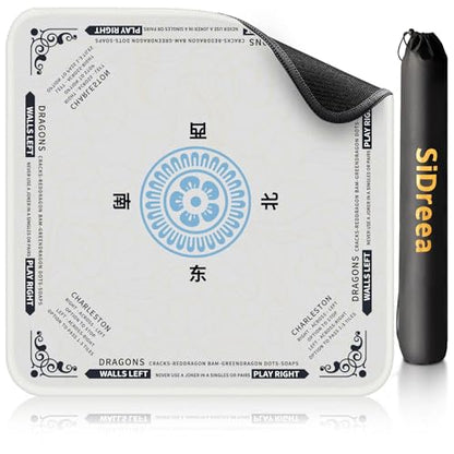 Mahjong Mat 32.4” x 32.4”, 3mm Thick Non-Slip Rubber Back Mahjong Table Mat, Noise Reduction Waterproof Mahjong Game Mat for Table, Mahjong Tile Mat for Cards, Dominoes & Board Games - color: White
