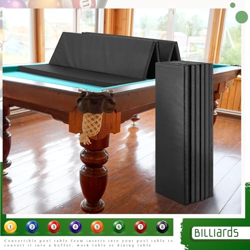 Leyndo 8 ft/7 ft Pool Table Insert for Table Conversion Topper Dining/Game Foam Billiard Pool Convertible Cover Mat Waterproof and Foldable, Black - size: 8'
