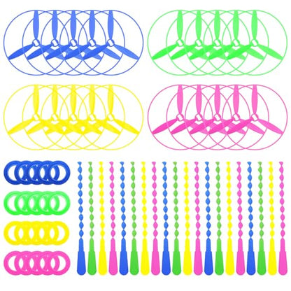 POPLAY 40 Sets Outdoor Toys Flying Discs, Disc Flyer with Launchers for Party Favors, Classroom Prizes, Goodie Bags Stuffers for Kids