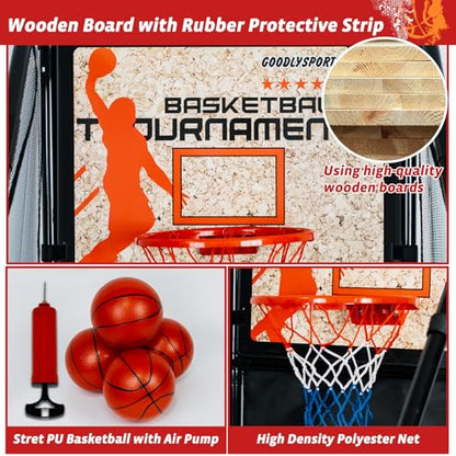 63.7" New Arcade Basketball Game Indoor for Toddlers & Kid 5-7, 8-12 - Basketball Hoop for Kids 3-12 with Wooden Board - Kids Basketball Hoop, Fun Basketball Toys & Gifts for Boys