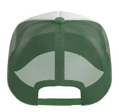 Croquet Heart - Heart with Croquet Mallets Trucker Hat with Adjustable Mesh Back - color: Kelly Green/White
