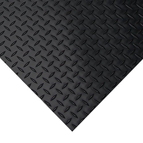 Rubber-Cal Diamond-Plate Rubber Flooring Roll - 3 mm x 4 ft x 1.5 ft Roll - Black - size: 18"L x 48"W x 0.1"Th