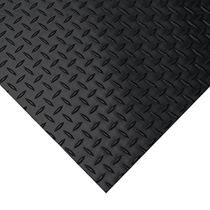 Rubber-Cal Diamond-Plate Rubber Flooring Roll - 3 mm x 4 ft x 1.5 ft Roll - Black - size: 18"L x 48"W x 0.1"Th