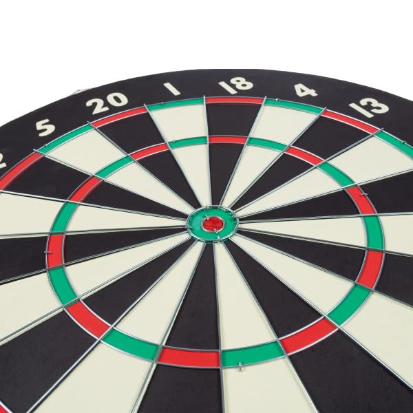 Dart Board – Tournament Sized Indoor Hanging Number Target Game for Steel Tip Darts – Dartboard with Mounting Hardware by Hey Play - size: 18"