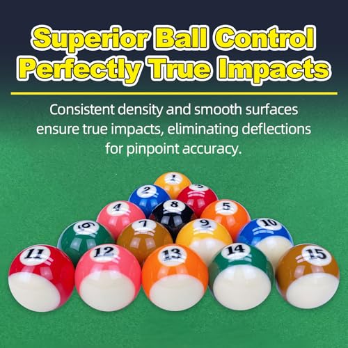 Billiard Balls Set, 2-1/4 Inch Superior Control & True Impact for Professional Tournament Play, 16-Piece with Phenolic Resin, Perfect for Home Game Rooms-5A Grade Material