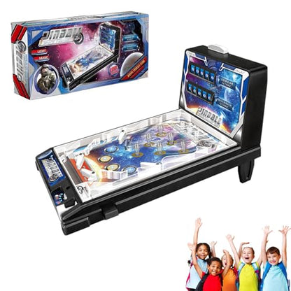 Mini Pinball Machine Game Toy, Electronic Tabletop Arcade with Digital Scoreboard and LED Lights, Fun Retro Desktop Ball Shooting Toy for Kids Adults, Ideal Party Favor