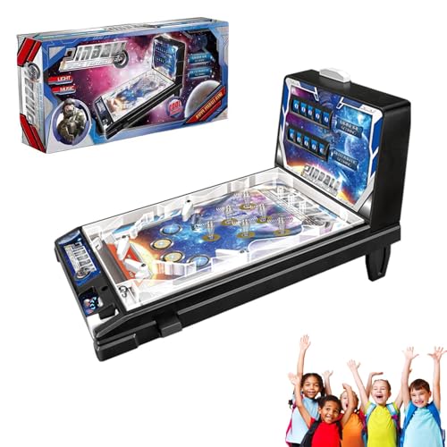 Mini Pinball Machine Game Toy, Electronic Tabletop Arcade with Digital Scoreboard and LED Lights, Fun Retro Desktop Ball Shooting Toy for Kids Adults, Ideal Party Favor