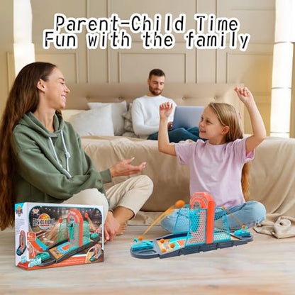Basketball Shooting Game Toy, Funny Shooting Game, Desktop Table Basketball Games Set, Fast and Frenzied Launching ball - Including 1 Basketball Stand and 10 Balls, Gift for Kids 3-10 Year Old - color: Mint