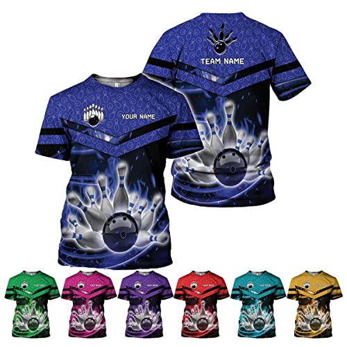 Rivelus Personalized Name Bowling Shirts for Men and Women 3D, Bowling Shirts for Team Bowling, Bowling Shirts Gift - color: Blm 14