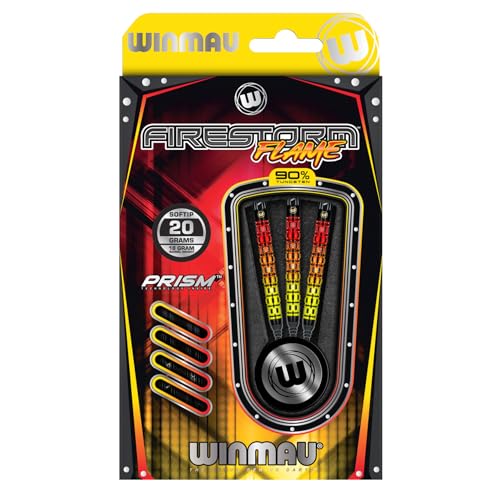 Winmau Darts Callisto Series 90% Professional Tungsten Soft Tip Darts Set with Dart Flights and Dart Shafts (Stems) - Available in 18g Weight and Three Styles - size: 20, style: 2