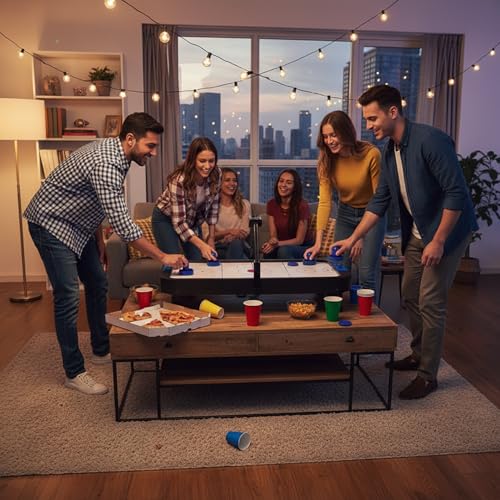 10-piece Set Mini Air Hockey Pushers and Pucks, Strikers Goal Handles Pushers Paddles Air Hockey Table Replacement Accessories, (2 Pushers, 4 Pucks,4 Pads), 60MM - color: Blue
