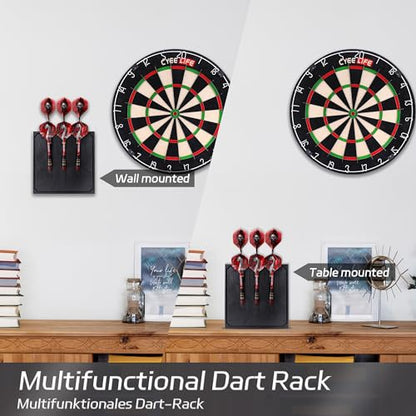 CyeeLife Wall Mounted Darts Holder/Stand,Dart Case Displays 6 Set of Steel/Soft Tip Darts,Compatible with All Sisal & Electronic Dartboards, Surrounds & Cabinets