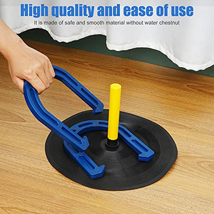Outdoor Indoor Rubber Horseshoes Set Includes 4 Horseshoes,2 Pegs,2 Rubber Mats,2 Red Plastic dowels,Beach Games Perfect for Tailgating,Camping,Backyard,Fun for Kids Adults