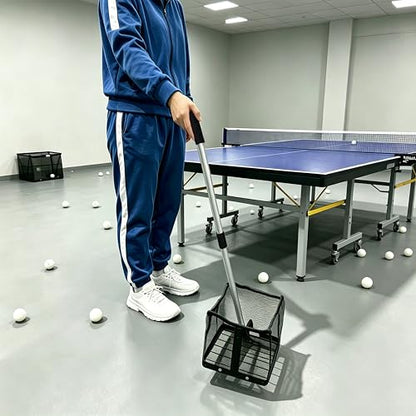 TNZMART Adjustable Ping Pong Ball Picker Upper, Telescoping Aluminum Pole, No Bend Table Tennis Ball Collector, Durable Mesh Basket, Holds 100+ Ping Pong Balls