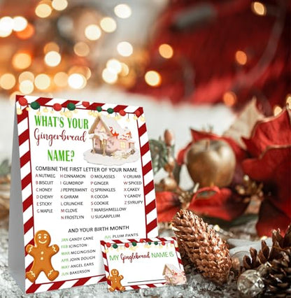 Christmas Party Decorations-Christmas Decorations-Christmas Party Games-What is Your Gingerbread Name? - style: Christmas 1