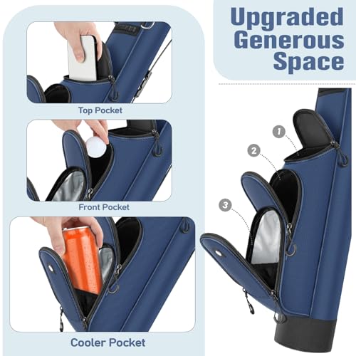 Findway Golf Stand Bag, [Upgraded Generous Space] Small Golf Bag for Driving Range, Par 3 & Executive Courses, Lightweight Sunday Golf Club Carry Bag with 3 Pockets - color: Blue