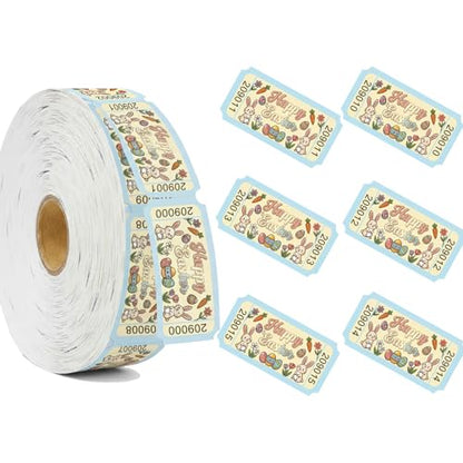 1000 Pcs Easter Raffle Tickets Roll Egg Bunny Carnival Raffle Tickets with Unique Numbered Games Door Drink Prizes Reward Happy Easter Single Tickets Roll for Events Party Favors Supplies - color: Easter Raffle Tickets-baby Bule
