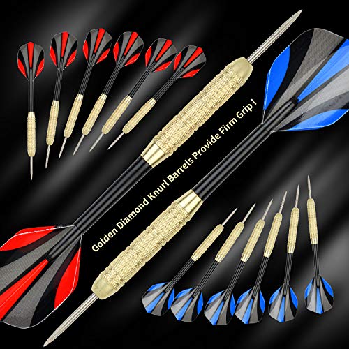 LinkVisions Dartboard with Staple-Free Bullseye, 18g Steel Tip Darts Set,12 Steel Tip Darts 18g, Dartboard Mounting Kits Included - style: Casupieler