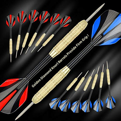 LinkVisions Dartboard with Staple-Free Bullseye, 18g Steel Tip Darts Set,12 Steel Tip Darts 18g, Dartboard Mounting Kits Included - style: Casupieler