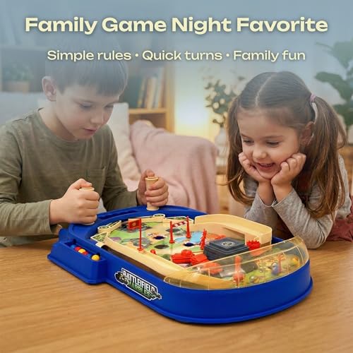 Battle Pinball Machine — Tabletop Arcade Game with Obstacles, Pull-Rod Launcher, Flippers & Scoring Targets, 1-2 Player Mini Pinball for Kids Ages 3+ - style: Battle Pinball