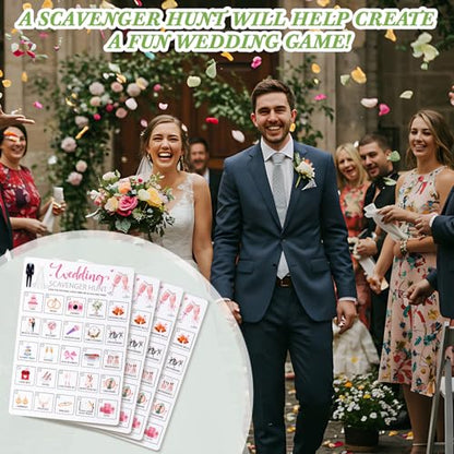 Hoolerry 30 Pcs Scavenger Hunt for Kids Road Trip Game Car Spring Summer Wedding Scavenger Hunt Cards Travel Activities Camping Games Outdoor Indoor Seek Activity for Kids Adults (Wedding) - style: Wedding