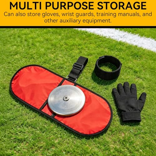 Discus Carrier Bag, Oxford Fabric Water Proof Track Field Equipment Pouch Adjustable Shoulder Throwing Sports Backpack for Men and Women, Holds 2Pcs 2KG Discus - color: Red