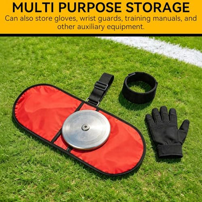 Discus Carrier Bag, Oxford Fabric Water Proof Track Field Equipment Pouch Adjustable Shoulder Throwing Sports Backpack for Men and Women, Holds 2Pcs 2KG Discus - color: Red