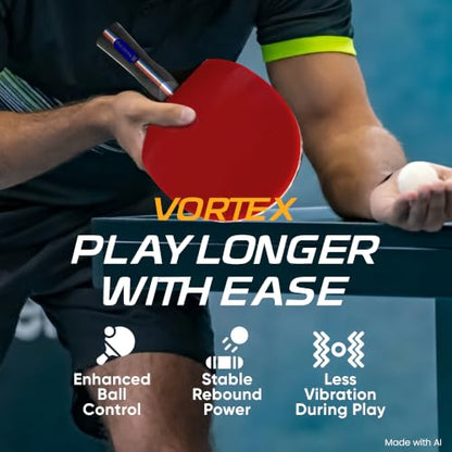 Vortex Table Tennis Paddle with Case – Ping Pong Racket for Intermediate Players, ITTF Approved Rubber, Lightweight Control for Indoor/Outdoor Sports, Great Gift for Kids & Adults