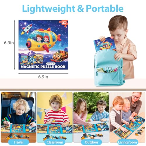 Space Ocean Train Magnetic Puzzles for Toddlers, Ages 3-5, 20-25-30 Pieces, Travel Jigsaw Puzzles, Preschool Learning Toys - style: Space
