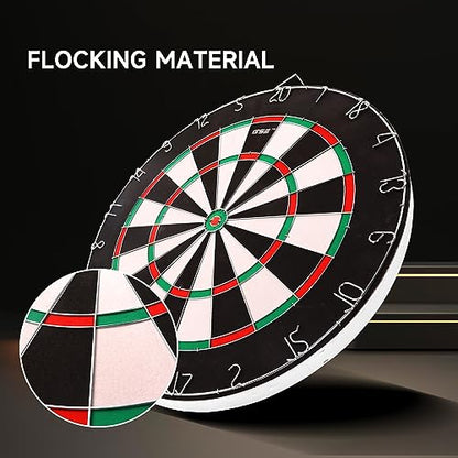 GSE Games & Sports Expert 18" Regulation Size Steel Tip Dartboard Game Set. Excellent Bristle/Sisal, Paper Baseball, Bullseye, Dart Board Game Set (Several Styles Available) - style: 2-in-1 Flocking Bullseye/Dart Board Set