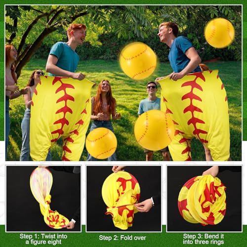 Shappy Granny Pants Yard Game, 2 Pcs 31.5 x 39.5 Inches Big Softball Granny Pants with 8 8 Inch Bouncy Balls 2 Pump Giant Softball Outdoor Game for Family Reunion Team Building Picnic Field Day - style: Softball