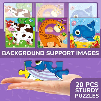 QUOKKA Magnetic Puzzles for Kids Ages 4-6 – 20 Pieces Sudoku Toddler Puzzles Ages 2-4 – Travel Games for Kids 3-5 – Animal Toddler Travel Toys – Car Airplane Road Trip Activities for Boys and Girls - style: 5. ANIMALS 20 PSC