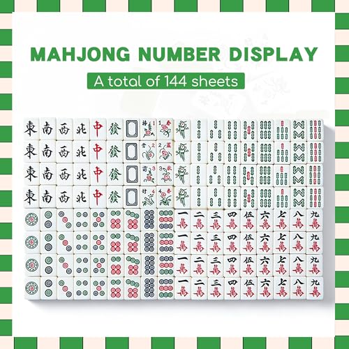 Mini Chinese Mahjong Set - 144pcs Traditional Travel Game with Case, Portable Small Mahjong for Beginners - Travel Mahjong Set (0.94 × 0.67 × 0.47) - size: 0.94 × 0.67 × 0.47-Mini Chinese Mahjong Set