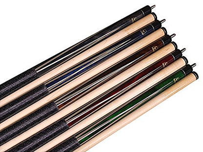 ASKA Set of 5 Pool Cue Sticks 58", 2-Piece Construction, 5/16x18 Joint, Hard Rock Canadian Maple, 13mm Hard Glued On Tip, Mixed Weights and Colors, Choice of Style - style: L22