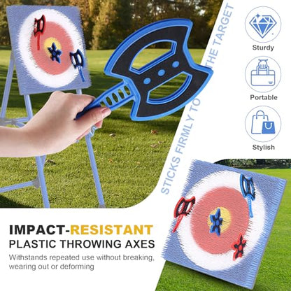 Throwing Axe for Axe Throwing Game for Backyard, Throwing Axe Set with Throwing Star for Outdoor Games, Durable and Fun for All Ages - style: 8 Axes+8 Stars