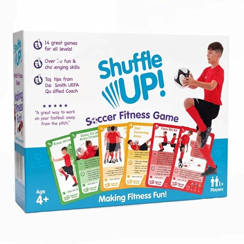 Shuffle Up Soccer Card Games - 70+ Skills Cards, Soccer Gifts for Boys and Girls 7-12 Years Old, Teen and Kids Indoor Training Equipment, Outdoor Backyard Game, Practice Toys, Stamina and Strength