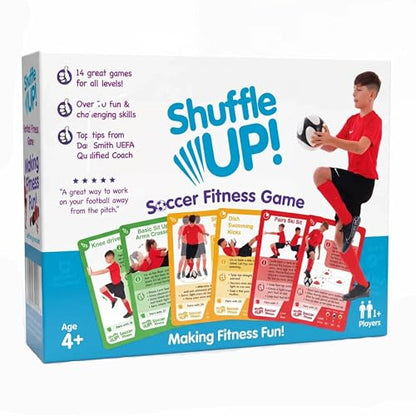 Shuffle Up Soccer Card Games - 70+ Skills Cards, Soccer Gifts for Boys and Girls 7-12 Years Old, Teen and Kids Indoor Training Equipment, Outdoor Backyard Game, Practice Toys, Stamina and Strength