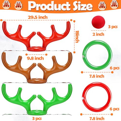 3 Pack Easter Inflatable Easter Games Set, 18 Pieces Inflatable Reindeer Antler Ring Toss Party Game for Kids Adults Family, Indoor Outdoor Ring Toss Toys Gifts Easter Party Favors Carnival Games - style: style 2