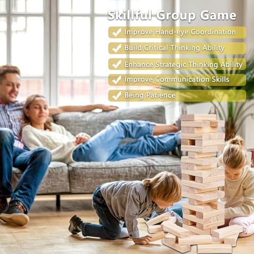 Aivalas Giant Timber Blocks Games, 57 Blocks Large Tower Outdoor Games - Includes Carry Bag and Scoreboard, Wood Stacking Yard Games Grows from 2FT to Over 4.2FT for Kids Adults Family - size: L-Over 4.2 FT-57PCS