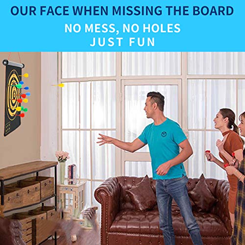 Magnetic Dart Board, Indoor Outdoor Dart Games for Kids with 12pcs Magnetic Darts, Safety Toy Games, Rollup Double Sided Board Game Set for Gifts