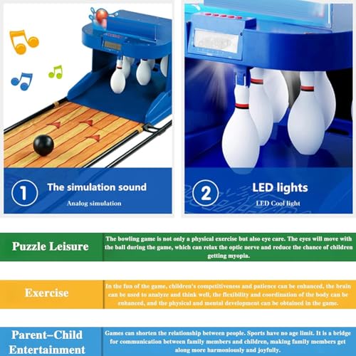 Bowling Alley for Home,Bowling Set Kids,Electronic Bowling Alley Game,Indoor Bowling Ball Sports Game Console,Automatic Reset/Lighting/Simulation Sound Effect,for Children and Adults,2m/6ft - size: 2m/6ft