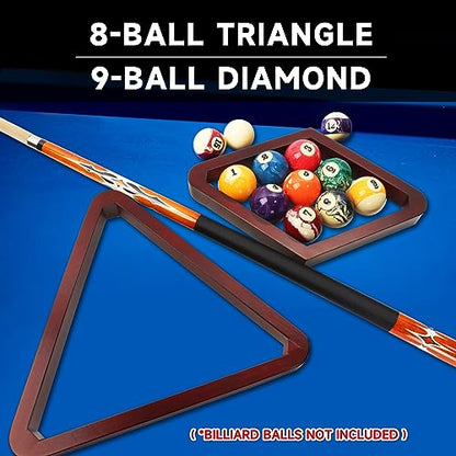 GSE Games & Sports Expert Deluxe Heavy Duty Solid Wood Billiard 8-Ball Triangle / 9-Ball Diamond Pool Ball Racks for 2-1/4" Pool Balls, Billiards Accessories - color: Mahogany, style: Triangle & Diamond Racks